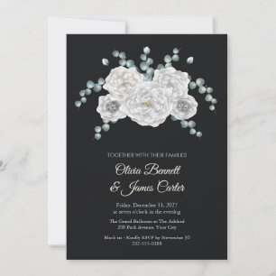 Invitación Bodas de gala de peonías blancas y dólar de plata