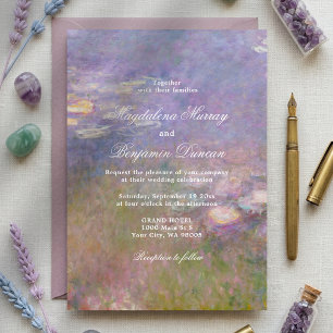 Invitación Bodas de Galería de Arte de Lirios de Agua Purpura