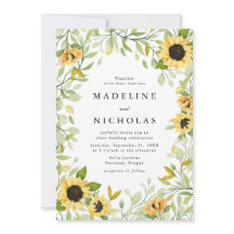 Bodas de girasoles y vegetación en acuarela