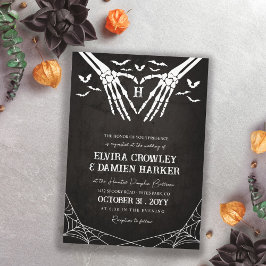 Invitación Bodas de Halloween góticas con murciélagos negros 