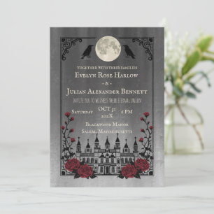 Invitación Bodas de Halloween Góticas Vintage Murciélagos de