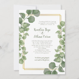 Invitación Bodas de hojas de eucalipto verde salvia con marco