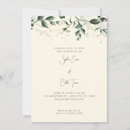 Invitación Bodas de Hojas y Enredaderas Modernas Amarillo Cla