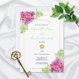 Invitación Bodas de Hortensias al Agua con Tonos Rosados