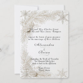 Invitación Bodas de Invierno Blancas Ramas de Pino Copos de N