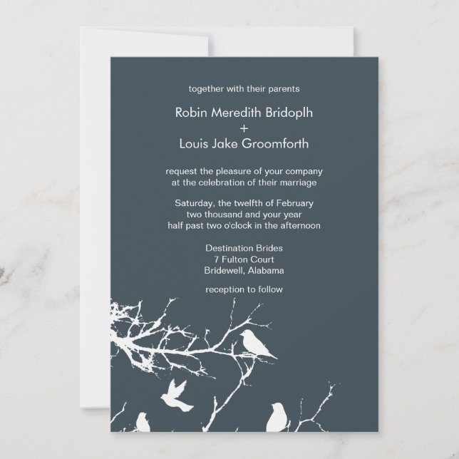 Invitación Bodas de Invierno Elegantes de Carbón Personalizad (Anverso)