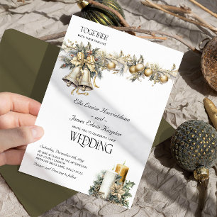 Invitación Bodas de Invierno Holly Bells Golden Berries