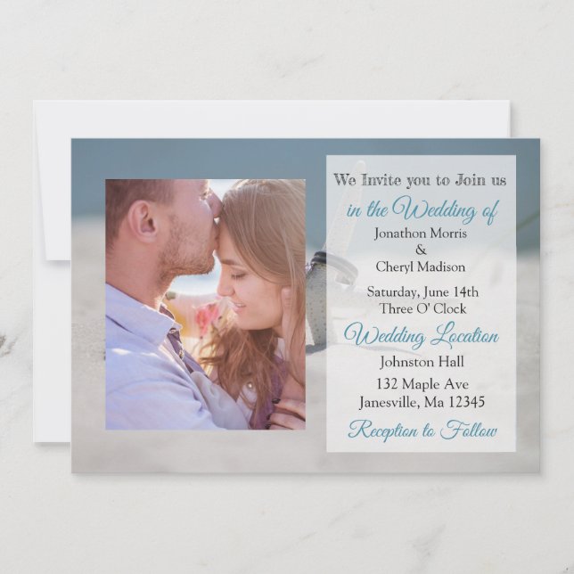 Invitación Bodas de la costa invitan a una boda de fotos con  (Anverso)