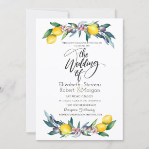 Invitación Bodas de limones de acuarela y aceitunas