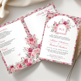 Invitación Bodas de Mariposa Rosas Rojas Rosadas de San Valen