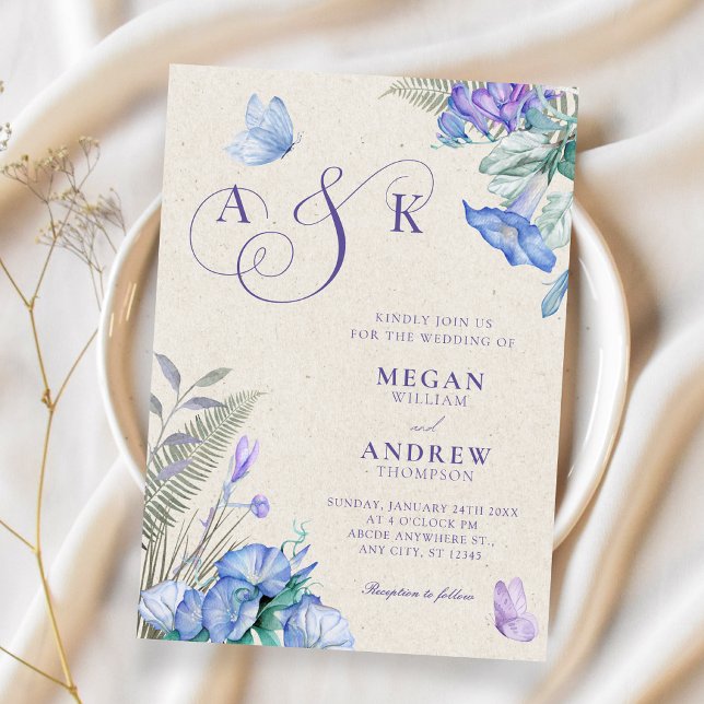 Invitación Bodas de mariposas florales artísticas (Subido por el creador)