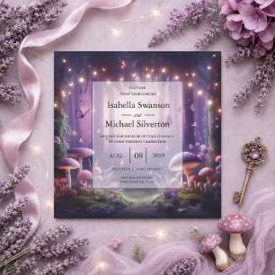 Invitación Bodas de Mariposas Moradas y Cielos Estrellados