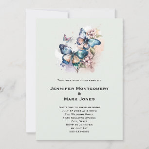 Invitación Bodas de Mariposas y Flores Hermosas