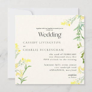 Invitación Bodas de Monograma Cuadrado de Flores Silvestres A
