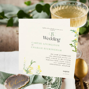 Invitación Bodas de Monograma de Flores Silvestres Amarillas