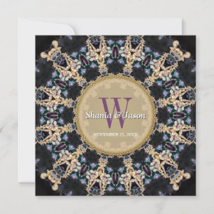 Invitación Bodas de Monograma de Piedras Preciosas