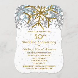 Invitación Bodas de Oro 50 Aniversario Copos de Nieve Plata I