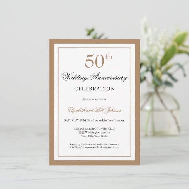 Invitación Bodas de Oro 50 Aniversario de Boda (Anverso de pie)