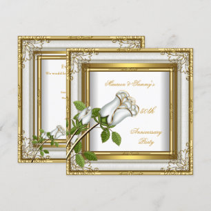 Invitación Bodas de oro, 50 aniversario de boda, rosa blanca,
