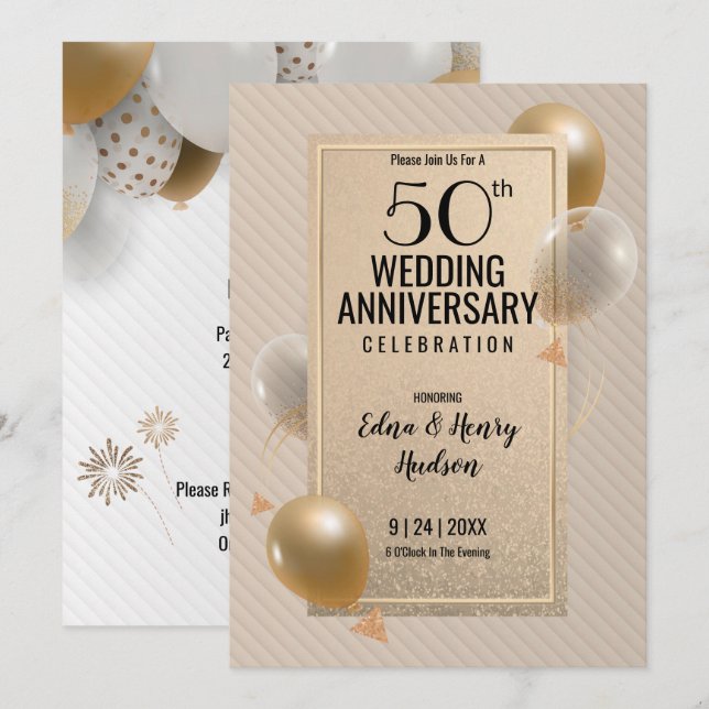 Invitación Bodas de Oro 50 Aniversario de Bodas (Anverso / Reverso)