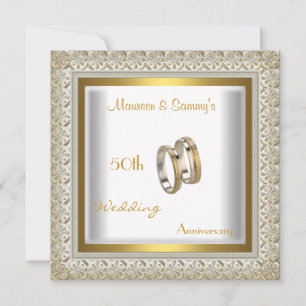 Invitación Bodas de oro 50 Aniversario Elegante Oro Blanco