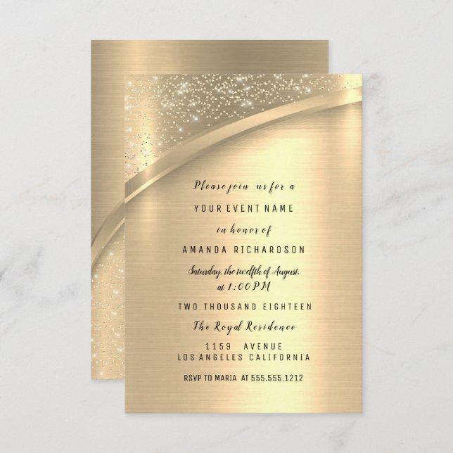Invitación Bodas de Oro Aniversario de Boda Brillante Nupcial (Anverso / Reverso)