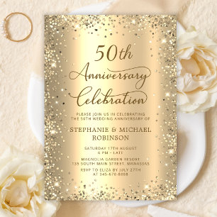 Invitación Bodas de Oro Brillantes Metálicas 50 Aniversario d