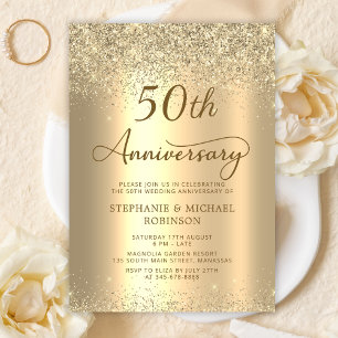 Invitación Bodas de Oro Brillantes Metalizadas 50 Aniversario