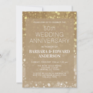 Invitación Bodas de Oro con Brillo de Purpurina 50 Aniversari
