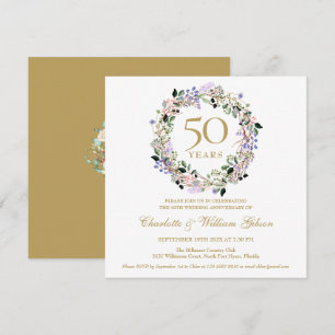 Invitación Bodas de oro con flores de lavanda 50º aniversario