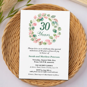 Invitación Bodas de Oro de Bodas de Eucalipto Rosa Teal 30 An
