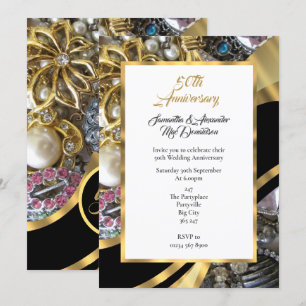 Invitación Bodas de oro elegantes con joyas