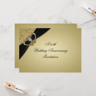 Invitación Bodas de Oro Negro 50 Aniversario de Boda