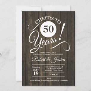 Invitación Bodas de oro rústicas con patrón de madera