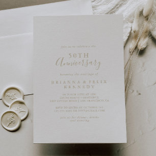 Invitación Bodas de Oro Simple Minimalista 50 Aniversario de 