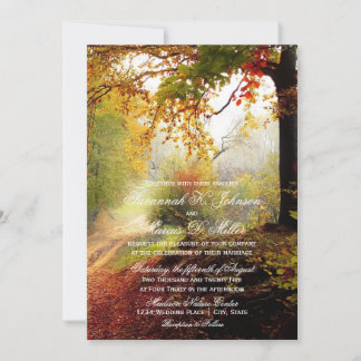 Invitación Bodas de Otoño con Hojas de Otoño Rústicas Natural