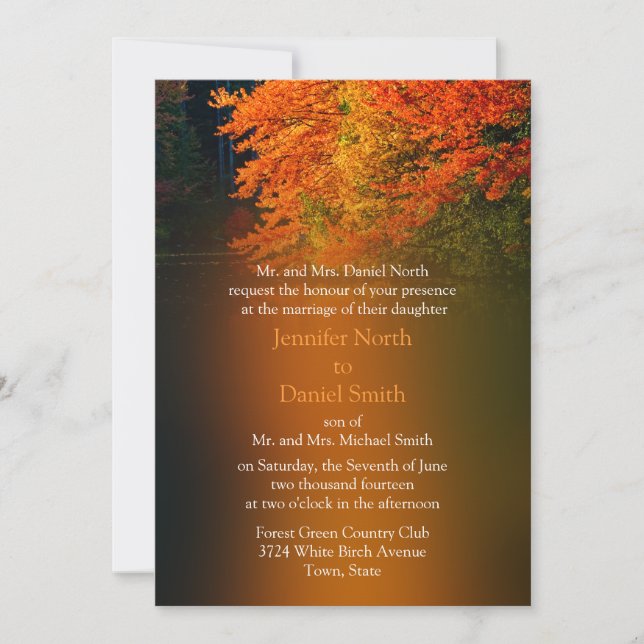 Invitación Bodas de otoño de Boda rústico (Anverso)