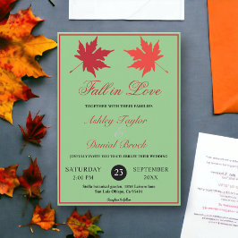 Invitación Bodas de Otoño Rústicas Elegantes Hojas Boho Sage