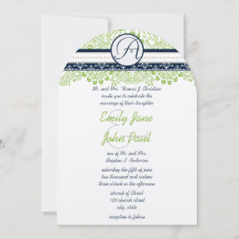 Invitación Bodas de pájaros de amor grises y verdes manzana N