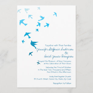 Invitación Bodas de palomas azules y blancas