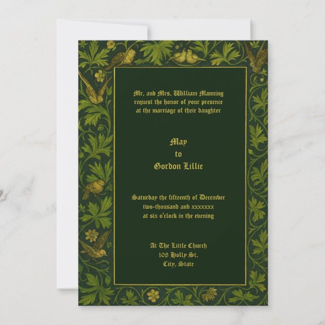 Invitación Bodas De Palomas En Vid Floral (Anverso)