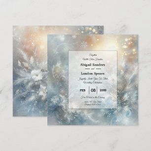 Invitación Bodas de Pétalos Congelados en una Niebla Dorada d