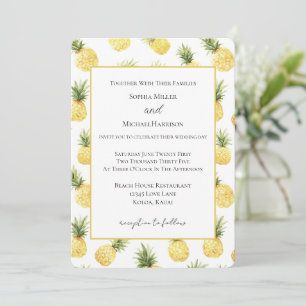 Invitación Bodas de Piñas Amarillas Tropicales