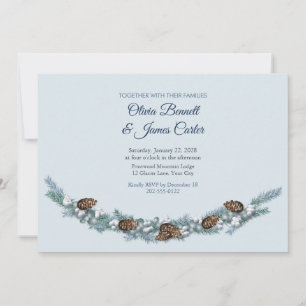 Invitación Bodas de Piñas Heladas y Bayas Blancas