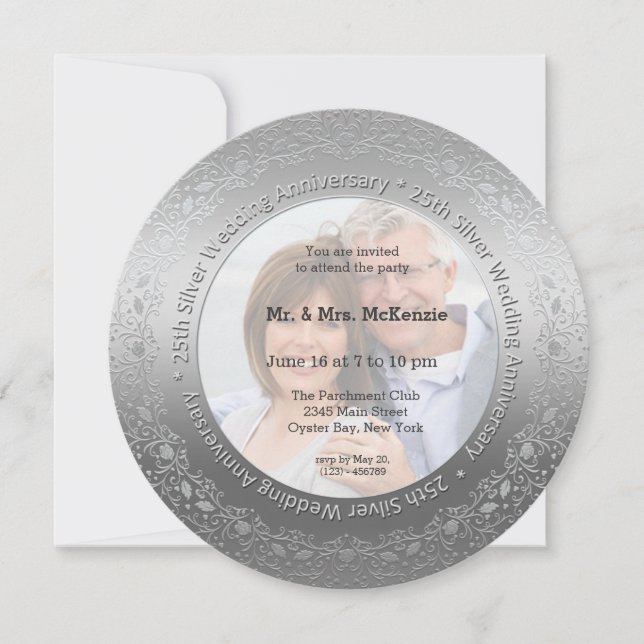 Invitación Bodas de plata 25º aniversario de boda (Anverso)