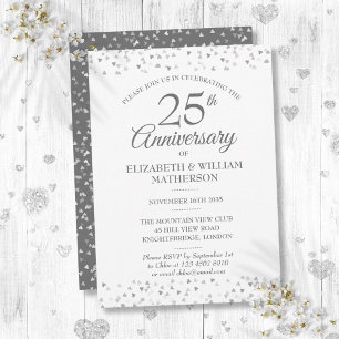 Invitación Bodas de plata 25 aniversario Corazones de amor