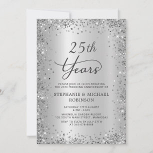 Invitación Bodas de Plata 25 Aniversario de Boda con Brillo M