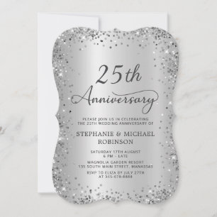 Invitación Bodas de Plata 25 Aniversario Metalizado