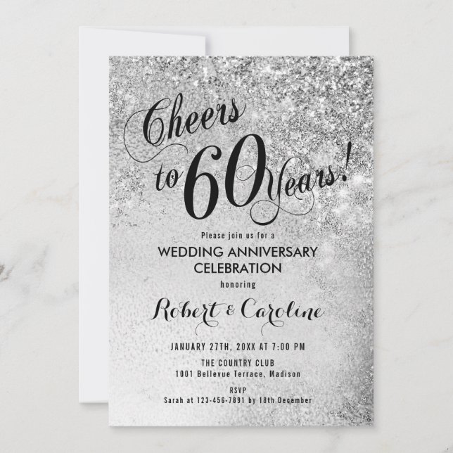 Invitación Bodas de plata 60 aniversario de boda (Anverso)