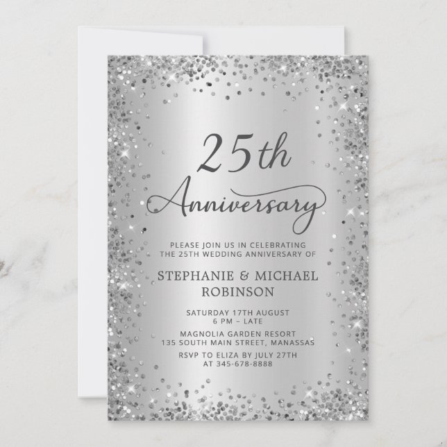 Invitación Bodas de Plata Aniversario de Bodas 25 Años con Br (Anverso)